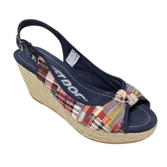 ROCKET DOG Plaid Peeptoe Wedge Espadrilles 7.5 - Picture 1 of 8